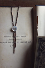 Load image into Gallery viewer, Full Moon. Vintage Mother of Pearl Shell Button and Brass Necklace.