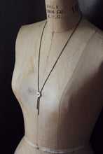 Load image into Gallery viewer, Full Moon. Vintage Mother of Pearl Shell Button and Brass Necklace.