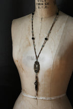 Load image into Gallery viewer, Evanscourt. Storyteller Series. Antique Escutcheon &amp; Gemstone Tassel Necklace.