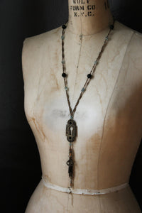 Evanscourt. Storyteller Series. Antique Escutcheon & Gemstone Tassel Necklace.