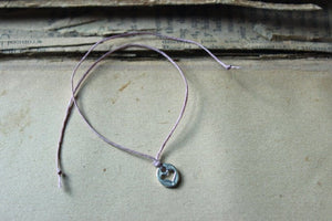 Wish Bracelet | Love. Sterling Silver Heart Charm & Irish Linen Cord Bracelet.