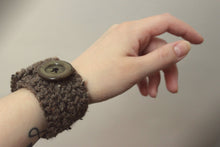 Load image into Gallery viewer, Fallow. Earthy Hand Crocheted Vintage Button Cuff Bracelet.