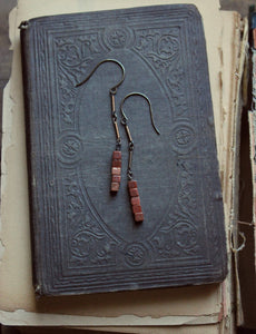 Archer. Vintage Brass & Goldstone Linear Earrings.