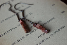 Load image into Gallery viewer, Archer. Vintage Brass &amp; Goldstone Linear Earrings.