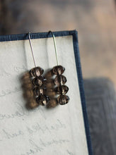 Load image into Gallery viewer, Jetty . Sterling Silver Illusion Smoky Quartz Line Earrings.