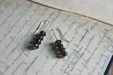 Load image into Gallery viewer, Jetty . Sterling Silver Illusion Smoky Quartz Line Earrings.