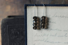 Load image into Gallery viewer, Jetty . Sterling Silver Illusion Smoky Quartz Line Earrings.