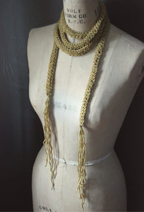 Hand Crocheted Ribbon Scarf. wild & willow Collection. "Sunray".