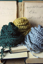 Load image into Gallery viewer, Hand Crocheted Ribbon Scarf. wild &amp; willow Collection. &quot;Evergreen&quot;.