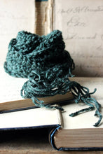 Load image into Gallery viewer, Hand Crocheted Ribbon Scarf. wild &amp; willow Collection. &quot;Evergreen&quot;.