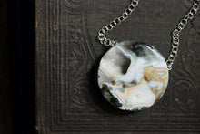 Load image into Gallery viewer, Grotto. Sterling Silver and Drusy Quartz Disc Pendant Necklace.